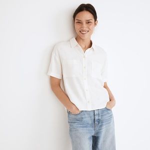 Madewell White Short Sleeve Blouse